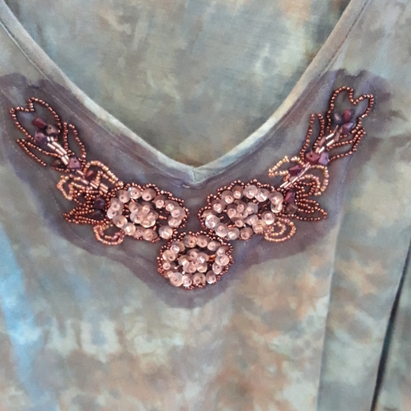 NEW Free Society Turquoise Beaded 3/4 Sleeve Top - Picture 2 of 5